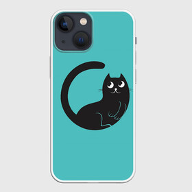 Чехол для iPhone 13 mini с принтом Чёрный котя в Тюмени,  |  | арт | бирюзовый | вектор | зеленый | кот | котёнок | кошка | рисунок | чёрная кошка | чёрный | чёрный кот | чёрный котёнок