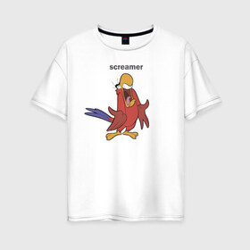 Женская футболка хлопок Oversize с принтом Яго в Тюмени, 100% хлопок | свободный крой, круглый ворот, спущенный рукав, длина до линии бедер
 | Тематика изображения на принте: aladdin | iago | vdkimel | аладдин | яго