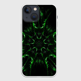 Чехол для iPhone 13 mini с принтом Зелёное Очарование в Тюмени,  |  | abstraction | flower | green | green flower | абстракция | зелёный | зелёный цветок | узоры | цветок