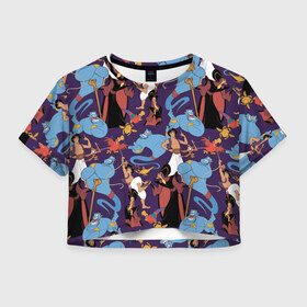 Женская футболка Crop-top 3D с принтом Aladdin в Тюмени, 100% полиэстер | круглая горловина, длина футболки до линии талии, рукава с отворотами | abu | aladdin | genie | iago | jafar | vdkimel | абу | аладдин | джафар | джин | яго