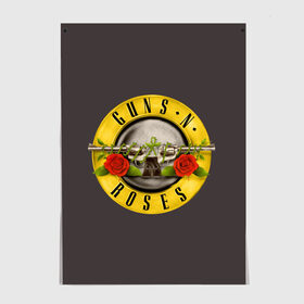 Постер с принтом Guns n Roses в Тюмени, 100% бумага
 | бумага, плотность 150 мг. Матовая, но за счет высокого коэффициента гладкости имеет небольшой блеск и дает на свету блики, но в отличии от глянцевой бумаги не покрыта лаком | music | rock | группа | звезда | рок