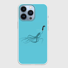 Чехол для iPhone 13 Pro с принтом Тайна Лох несского чудовища в Тюмени,  |  | Тематика изображения на принте: арт | море | осьминог | рисунок | синий | шутка