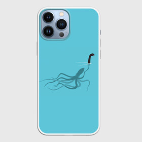 Чехол для iPhone 13 Pro Max с принтом Тайна Лох несского чудовища в Тюмени,  |  | Тематика изображения на принте: арт | море | осьминог | рисунок | синий | шутка