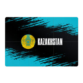 Магнитный плакат 3Х2 с принтом KAZAKHSTAN / КАЗАХСТАН в Тюмени, Полимерный материал с магнитным слоем | 6 деталей размером 9*9 см | flag | kazakhstan | qazaqstan | герб | захах | казахстан | кахахи | лого | нур султан | республика | символ | страна | флаг