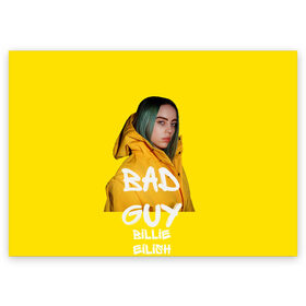 Поздравительная открытка с принтом Billie Eilish(Билли Айлиш) в Тюмени, 100% бумага | плотность бумаги 280 г/м2, матовая, на обратной стороне линовка и место для марки
 | bad guy | billie eilish | билли айлиш | музыка | популярная музыка