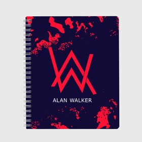 Тетрадь с принтом ALAN WALKER АЛАН УОКЕР в Тюмени, 100% бумага | 48 листов, плотность листов — 60 г/м2, плотность картонной обложки — 250 г/м2. Листы скреплены сбоку удобной пружинной спиралью. Уголки страниц и обложки скругленные. Цвет линий — светло-серый
 | alan | faded | house | logo | music | walker | алан | вокер | волкер | диджей | лого | логотип | логотипы | музыка | музыкант | символ | символы | танцеальная | уокер | хаус | электронная