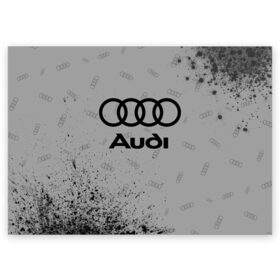 Поздравительная открытка с принтом AUDI / АУДИ в Тюмени, 100% бумага | плотность бумаги 280 г/м2, матовая, на обратной стороне линовка и место для марки
 | Тематика изображения на принте: audi | auto | felb | logo | moto | quattro | sport | symbol | авто | автомобильные | ауди | кватро | кольца | лого | логотип | логотипы | марка | мото | символ | спорт | фгвш | шильдик