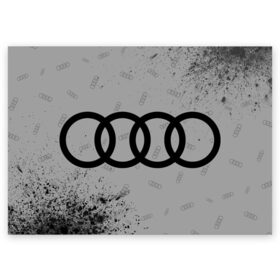 Поздравительная открытка с принтом AUDI / АУДИ в Тюмени, 100% бумага | плотность бумаги 280 г/м2, матовая, на обратной стороне линовка и место для марки
 | audi | auto | felb | logo | moto | quattro | sport | symbol | авто | автомобильные | ауди | кватро | кольца | лого | логотип | логотипы | марка | мото | символ | спорт | фгвш | шильдик