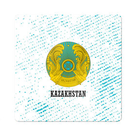 Магнит виниловый Квадрат с принтом KAZAKHSTAN / КАЗАХСТАН в Тюмени, полимерный материал с магнитным слоем | размер 9*9 см, закругленные углы | flag | kazakhstan | qazaqstan | герб | захах | казахстан | кахахи | лого | нур султан | республика | символ | страна | флаг