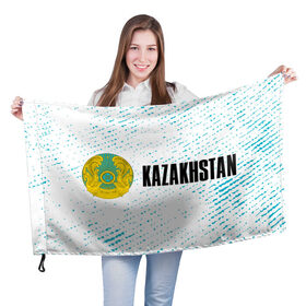 Флаг 3D с принтом KAZAKHSTAN / КАЗАХСТАН в Тюмени, 100% полиэстер | плотность ткани — 95 г/м2, размер — 67 х 109 см. Принт наносится с одной стороны | flag | kazakhstan | qazaqstan | герб | захах | казахстан | кахахи | лого | нур султан | республика | символ | страна | флаг