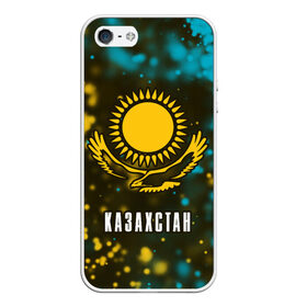 Чехол для iPhone 5/5S матовый с принтом КАЗАХСТАН / KAZAKHSTAN в Тюмени, Силикон | Область печати: задняя сторона чехла, без боковых панелей | Тематика изображения на принте: flag | kazakhstan | qazaqstan | герб | захах | казахстан | кахахи | лого | нур султан | республика | символ | страна | флаг