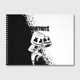 Альбом для рисования с принтом FORTNITE MARSHMELLO в Тюмени, 100% бумага
 | матовая бумага, плотность 200 мг. | Тематика изображения на принте: archetype | fortnite | fortnite x | game | ikonik | marshmello | raven | архетип | ворон | игра | иконик | маршмелло | фортнайт