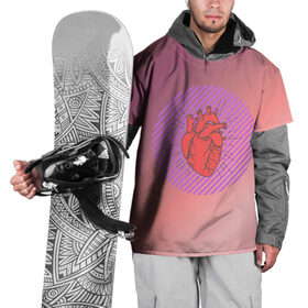 Накидка на куртку 3D с принтом Сердечко на розовом фоне в Тюмени, 100% полиэстер |  | круг | любовь | неон | полосатый | розовый | сердце | сияние | фиолетовый