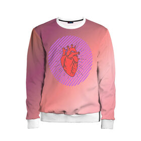 Детский свитшот 3D с принтом Сердечко на розовом фоне в Тюмени, 100% полиэстер | свободная посадка, прямой крой, мягкая тканевая резинка на рукавах и понизу свитшота | круг | любовь | неон | полосатый | розовый | сердце | сияние | фиолетовый