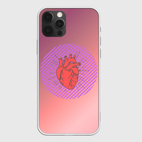 Чехол для iPhone 12 Pro Max с принтом Сердечко на розовом фоне в Тюмени, Силикон |  | круг | любовь | неон | полосатый | розовый | сердце | сияние | фиолетовый