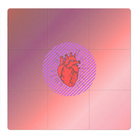 Магнитный плакат 3Х3 с принтом Сердечко на розовом фоне в Тюмени, Полимерный материал с магнитным слоем | 9 деталей размером 9*9 см | круг | любовь | неон | полосатый | розовый | сердце | сияние | фиолетовый