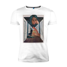 Мужская футболка хлопок Slim с принтом Billie Eilish dark room в Тюмени, 92% хлопок, 8% лайкра | приталенный силуэт, круглый вырез ворота, длина до линии бедра, короткий рукав | 