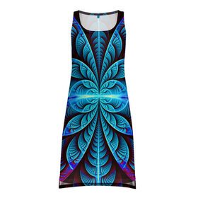 Платье-майка 3D с принтом Morfius в Тюмени, 100% полиэстер | полуприлегающий силуэт, широкие бретели, круглый вырез горловины, удлиненный подол сзади. | abstraction | fractal | glow | pattern | symmetry | абстракция | свечение | симметрия | узор | фрактал