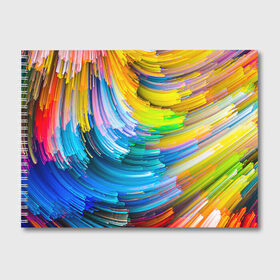 Альбом для рисования с принтом Цветные полоски в Тюмени, 100% бумага
 | матовая бумага, плотность 200 мг. | Тематика изображения на принте: colors | полоски | радуга | спагетти | цвета | цветная | цветные спагетти