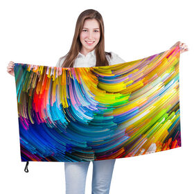 Флаг 3D с принтом Цветные полоски в Тюмени, 100% полиэстер | плотность ткани — 95 г/м2, размер — 67 х 109 см. Принт наносится с одной стороны | colors | полоски | радуга | спагетти | цвета | цветная | цветные спагетти