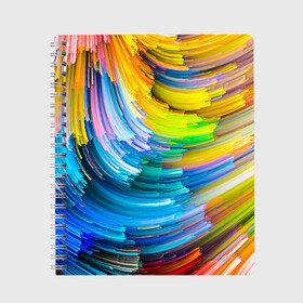 Тетрадь с принтом Цветные полоски в Тюмени, 100% бумага | 48 листов, плотность листов — 60 г/м2, плотность картонной обложки — 250 г/м2. Листы скреплены сбоку удобной пружинной спиралью. Уголки страниц и обложки скругленные. Цвет линий — светло-серый
 | Тематика изображения на принте: colors | полоски | радуга | спагетти | цвета | цветная | цветные спагетти