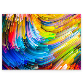 Поздравительная открытка с принтом Цветные полоски в Тюмени, 100% бумага | плотность бумаги 280 г/м2, матовая, на обратной стороне линовка и место для марки
 | Тематика изображения на принте: colors | полоски | радуга | спагетти | цвета | цветная | цветные спагетти