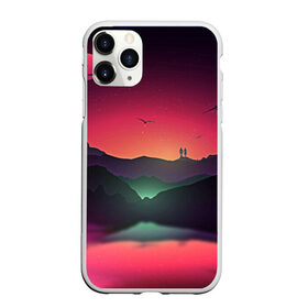 Чехол для iPhone 11 Pro Max матовый с принтом Фиолетовый рассвет в Тюмени, Силикон |  | colors | закат | кровавый закат | кровавый рассвет | река между гор | цвета