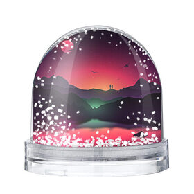 Снежный шар с принтом Фиолетовый рассвет в Тюмени, Пластик | Изображение внутри шара печатается на глянцевой фотобумаге с двух сторон | colors | закат | кровавый закат | кровавый рассвет | река между гор | цвета
