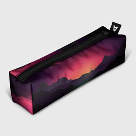 Пенал 3D с принтом Фиолетовый рассвет в Тюмени, 100% полиэстер | плотная ткань, застежка на молнии | colors | закат | кровавый закат | кровавый рассвет | река между гор | цвета