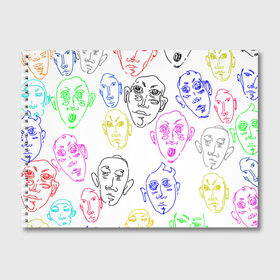 Альбом для рисования с принтом Цветные лица в Тюмени, 100% бумага
 | матовая бумага, плотность 200 мг. | лица | люди | мимика | нарисованные лица | цветные лица | эмоции