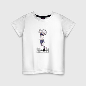 Детская футболка хлопок с принтом Hunter x Hunter в Тюмени, 100% хлопок | круглый вырез горловины, полуприлегающий силуэт, длина до линии бедер | killua | мультфильм | охотник х охотник
