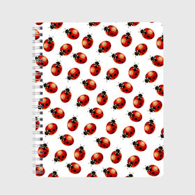 Тетрадь с принтом Нашествие божьих коровок в Тюмени, 100% бумага | 48 листов, плотность листов — 60 г/м2, плотность картонной обложки — 250 г/м2. Листы скреплены сбоку удобной пружинной спиралью. Уголки страниц и обложки скругленные. Цвет линий — светло-серый
 | Тематика изображения на принте: animals | cute | girl | ladybug | nature | pattern | red | summer | бабочки | божьи коровки | божья коровка | горошек | девушкам | животные | жук | жуки | кружочки | крылья | лето | милые | насекомые | паттерн | пауки | подарок