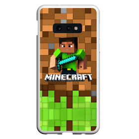 Чехол для Samsung S10E с принтом Minecraft logo heroes в Тюмени, Силикон | Область печати: задняя сторона чехла, без боковых панелей | blox | creeper | dungeons | game | geometry | pixel | steve | алекс | герои | детям | зелень | игра | квадраты | крипер | куб | логотипы игр | майнкрафт | мальчикам | меч | мобы | персонажи | пиксель | пиксельный | подземелья