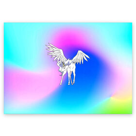 Поздравительная открытка с принтом Пегас Гелиос в Тюмени, 100% бумага | плотность бумаги 280 г/м2, матовая, на обратной стороне линовка и место для марки
 | anime | luna | princess | sailor moon | wings | ангел | градиент | детям | единорог | звезды | конь | красивый | крылья | лошадка | луна | любовь | марс | мифический | небеса | перья | радуга | сейлор мун | сказочный | токио