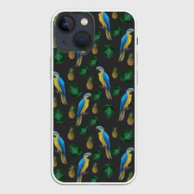 Чехол для iPhone 13 mini с принтом Попугай Ара в Тюмени,  |  | Тематика изображения на принте: ананас | ара | девушкам | животные | летнее | парням | пляжное | попугаи | природа | птицы | студентам | тропический лист | яркое