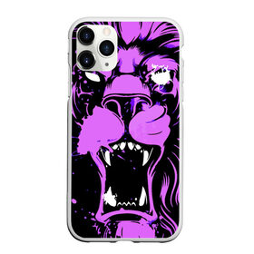 Чехол для iPhone 11 Pro Max матовый с принтом Pink lion в Тюмени, Силикон |  | ears | eyes | fangs | jaw | lion | mane | muzzle | neon | pink | глаза | грива | клыки | лев | неон | пасть | розовый | уши