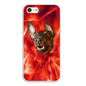 Чехол для iPhone 5/5S матовый с принтом Огненый Пес в Тюмени, Силикон | Область печати: задняя сторона чехла, без боковых панелей | голова | горячий | горящий | доберман | животное | зверек | зверь | зубы | клык | красный | лицо | овчарка | огонь | пес | пламя | рот | ротвейлер | свет | собака | удивленный | улыбка | щенок