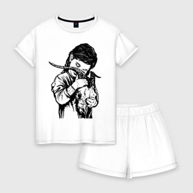Женская пижама с шортиками хлопок с принтом Дитя тьмы в Тюмени, 100% хлопок | футболка прямого кроя, шорты свободные с широкой мягкой резинкой | 