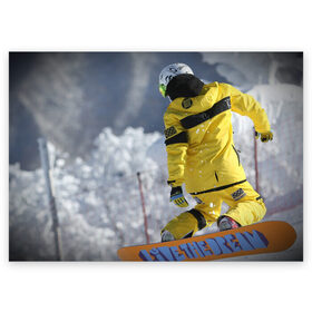 Поздравительная открытка с принтом сноубордист в Тюмени, 100% бумага | плотность бумаги 280 г/м2, матовая, на обратной стороне линовка и место для марки
 | snowboard | прыжок | сноуборд | сноубординг | сноубордист | экстрим