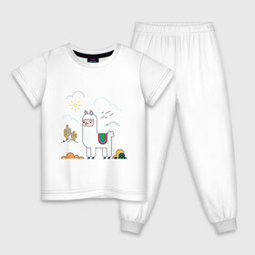 Детская пижама хлопок с принтом Альпака в Тюмени, 100% хлопок |  брюки и футболка прямого кроя, без карманов, на брюках мягкая резинка на поясе и по низу штанин
 | Тематика изображения на принте: альпака | лама | милая альпака