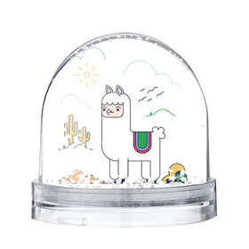 Снежный шар с принтом Альпака в Тюмени, Пластик | Изображение внутри шара печатается на глянцевой фотобумаге с двух сторон | альпака | лама | милая альпака