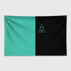 Флаг-баннер с принтом Assassins Creed Valhalla в Тюмени, 100% полиэстер | размер 67 х 109 см, плотность ткани — 95 г/м2; по краям флага есть четыре люверса для крепления | 