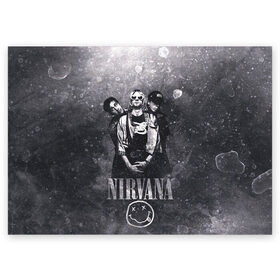 Поздравительная открытка с принтом Nirvana в Тюмени, 100% бумага | плотность бумаги 280 г/м2, матовая, на обратной стороне линовка и место для марки
 | Тематика изображения на принте: cobain | kurt | nirvana | кобейн | курт | нирвана
