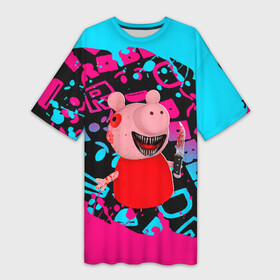 Платье-футболка 3D с принтом Roblox piggy Свинка Пигги в Тюмени,  |  | game | piggy | roblox | блок | игра | игрушка | лего | майнкрафт | персонажи | персонажи из кубиков | пигги | роблокс | робот | свинка