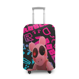 Чехол для чемодана 3D с принтом Roblox piggy/Свинка Пигги в Тюмени, 86% полиэфир, 14% спандекс | двустороннее нанесение принта, прорези для ручек и колес | game | piggy | roblox | блок | игра | игрушка | лего | майнкрафт | персонажи | персонажи из кубиков | пигги | роблокс | робот | свинка