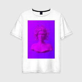 Женская футболка хлопок Oversize с принтом Vaporwave art 1-1 в Тюмени, 100% хлопок | свободный крой, круглый ворот, спущенный рукав, длина до линии бедер
 | aesthetic | electronica | music | киберпанк | лаунж | музыка | поп | скульптура