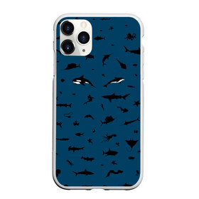 Чехол для iPhone 11 Pro матовый с принтом Fish в Тюмени, Силикон |  | dolphin | fish | killer whale | see life | shark | акула | дельфин | касатка | морские обитатели | рыба