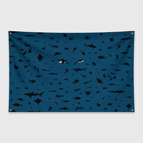 Флаг-баннер с принтом Fish в Тюмени, 100% полиэстер | размер 67 х 109 см, плотность ткани — 95 г/м2; по краям флага есть четыре люверса для крепления | dolphin | fish | killer whale | see life | shark | акула | дельфин | касатка | морские обитатели | рыба