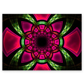 Поздравительная открытка с принтом Morella в Тюмени, 100% бумага | плотность бумаги 280 г/м2, матовая, на обратной стороне линовка и место для марки
 | abstraction | fractal | glow | pattern | pink | symmetry | абстракция | розовый | свечение | симметрия | узор | фрактал