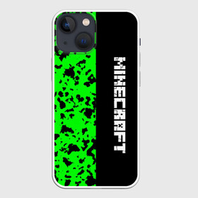 Чехол для iPhone 13 mini с принтом MINECRAFT LOGO в Тюмени,  |  | blox | creeper | dungeons | game | green | minecraft | neon | pixel | steve | алекс | детям | зелень | игра | кислотный | крипер | куб | логотипы игр | майнкрафт | мальчикам | мобы | пиксель | пиксельный | подземелья | приключения